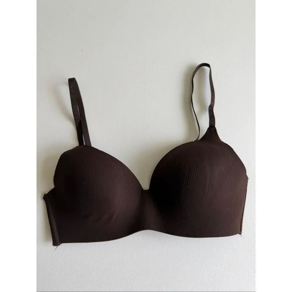 Danskin Intimates wireless Padded Molded Push Up bralette bra Cocoa size 34C